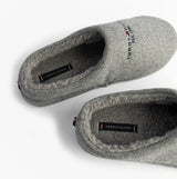 Tommy Hilfiger HILFIGER FELT HOUSE Mens House Slippers Universal Grey top view with soft lining and brand labels