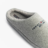 Tommy Hilfiger HILFIGER FELT HOUSE Mens House Slippers Universal Grey side view with embroidered logo and soft lining.