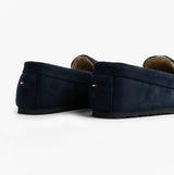 Tommy Hilfiger HILFIGER M SDE DRIVE Mens Mocassin Slippers Desert Sky rear side view, showing suede texture and logo detail.