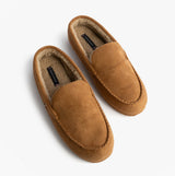 Tommy Hilfiger HILFIGER M SDE DRIVE Mens Mocassin Slippers Desert Khaki top view showing soft textile lining and slip-on design