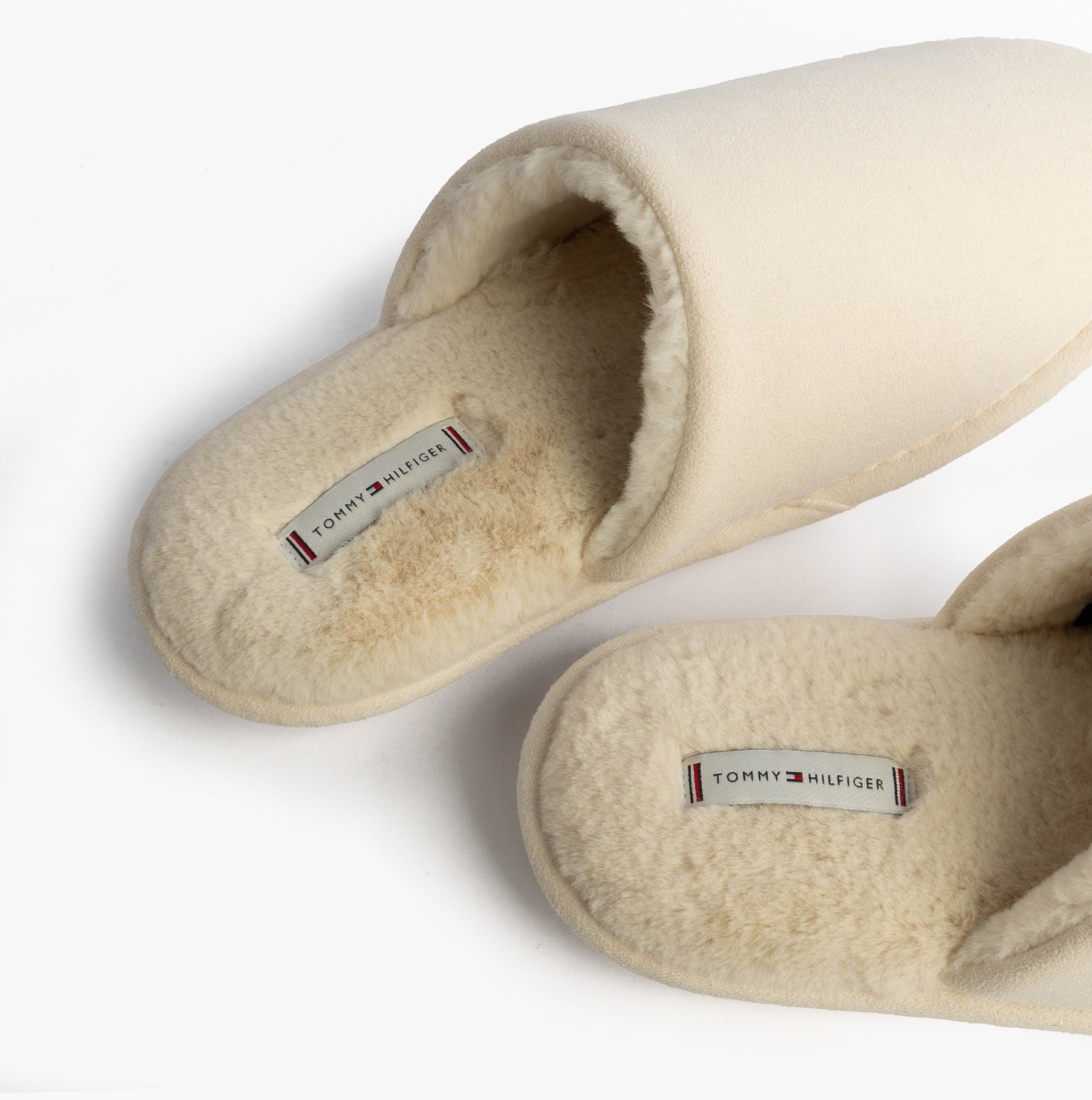 Tommy Hilfiger TH SOFT HOUSE SHOE Womens Slippers Ancient White top view showing soft textile upper and plush lining.