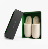 Tommy Hilfiger TH SOFT HOUSE SHOE Womens Slippers Ancient White in gift box, top view.