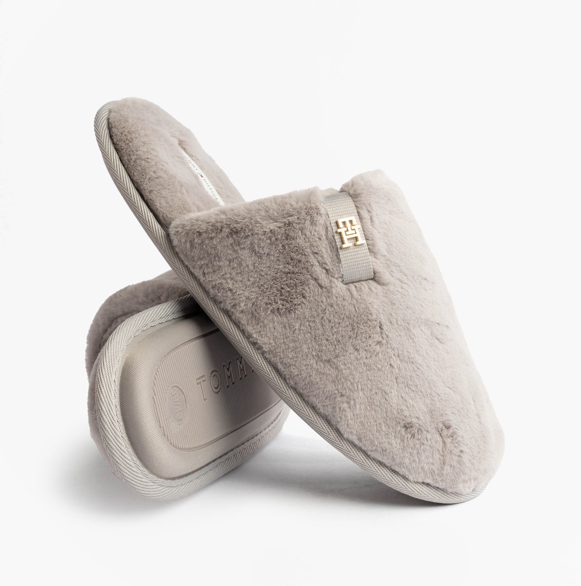 Tommy Hilfiger TH FAUX FUR HOUSE SH Womens Slippers Lilac Dusk side view showing soft faux fur upper.