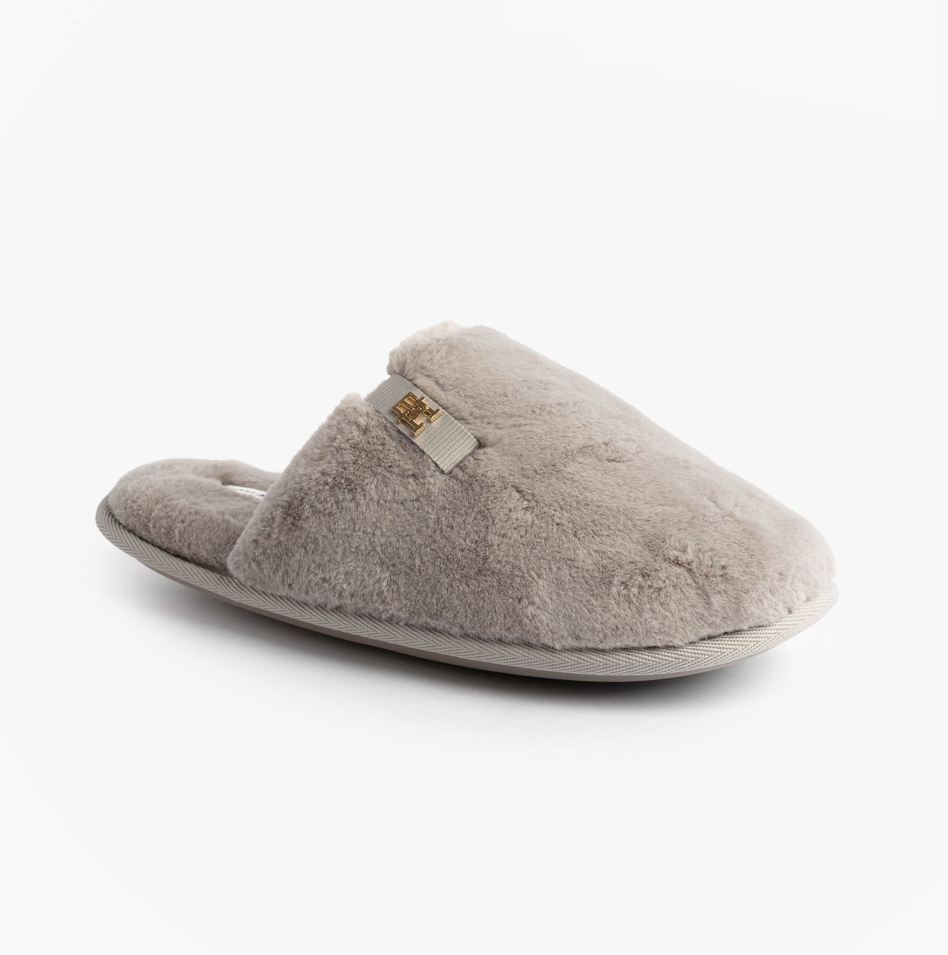 Tommy Hilfiger TH FAUX FUR HOUSE SH Womens Slippers Lilac Dusk side view showing soft faux fur upper and slip-on design.