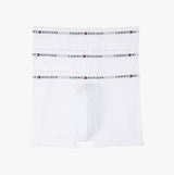 Tommy Hilfiger 3 Pack Trunk Mens White front view showcasing three white trunks with logo waistband.