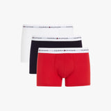 Tommy Hilfiger 3 Pack Trunk Mens Trunks Desert Sky/White/Primary Red front view showing all three colors.