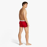 Tommy Hilfiger 3 Pack Mens Logo Waistband Trunks Multicoloured, red trunk shown from the back view with logo waistband.