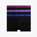 Tommy Hilfiger UM0UM02763 3 PACK WB TRUNK Mens Trunks Multicoloured front view showcasing three pairs with different waistband colors.