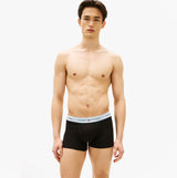 Tommy Hilfiger Mens 3 Pack Signature Repeat Logo Waistband Trunks black front view model wearing