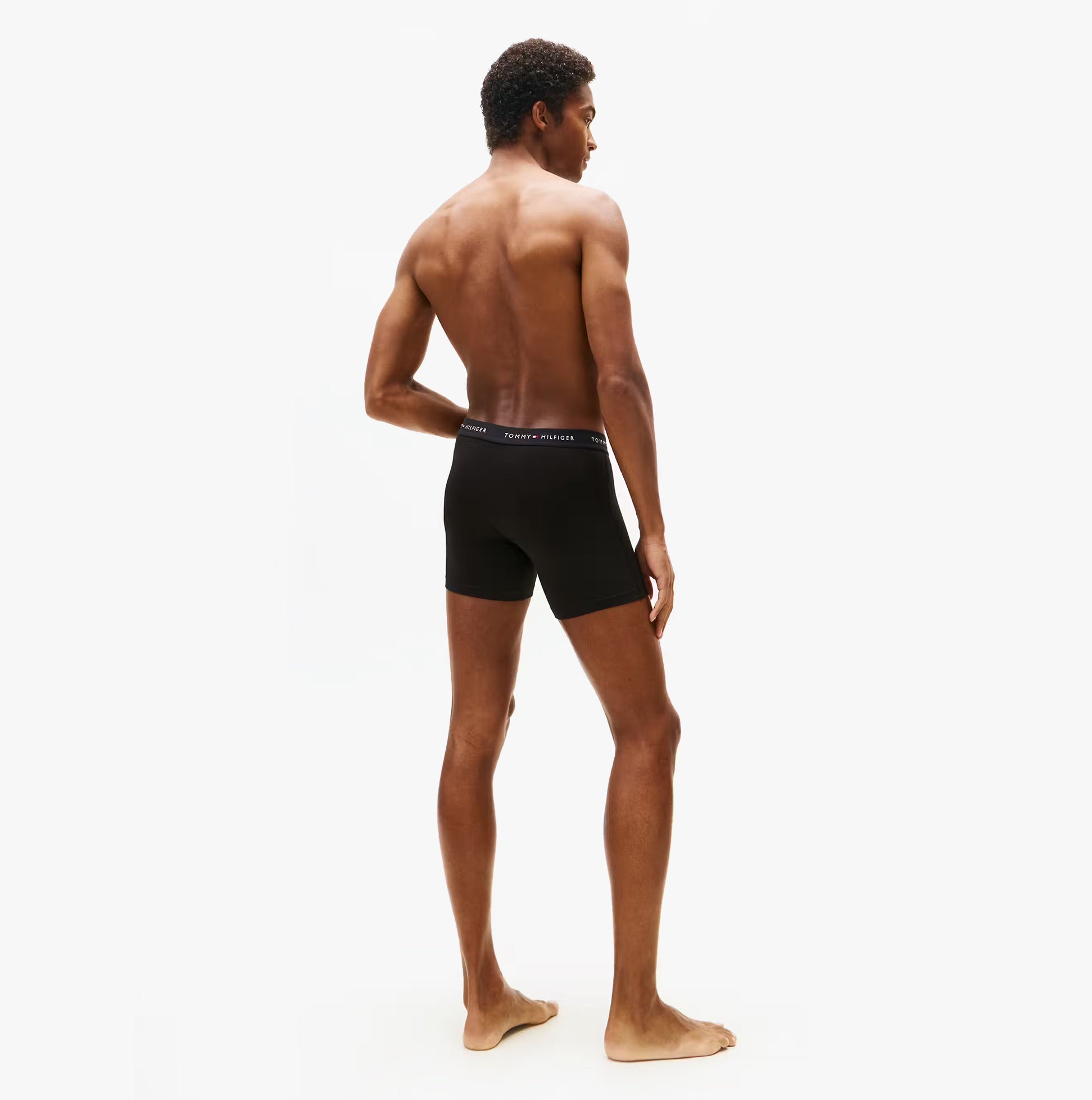 Tommy Hilfiger 3 Pack Mens BOXER BRIEF Black rear view on model showing fit and style