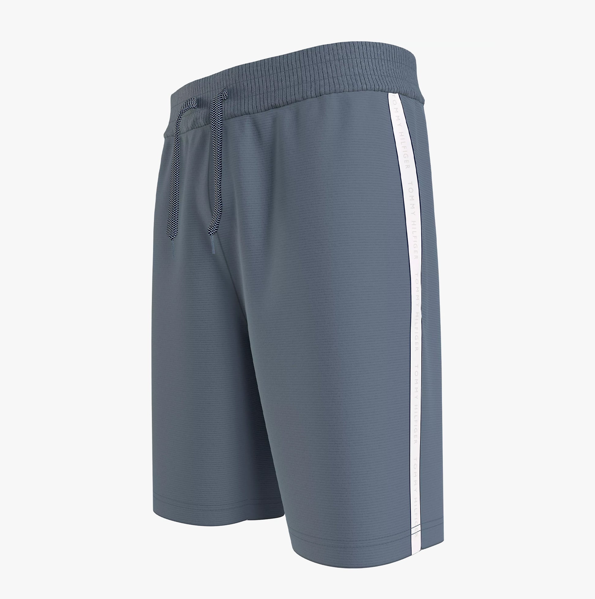 Tommy Hilfiger HWK SHORTS Mens Blue Coal side view showcasing drawstring waist and lightweight material.