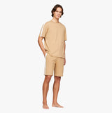Tommy Hilfiger HWK SHORTS Mens Classic Khaki side view with matching top, featuring lightweight cotton material.