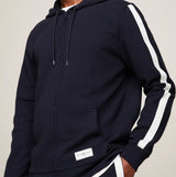 Tommy Hilfiger HWK FZ HOODIE Mens Hoodie Desert Sky front view with contrasting white stripes on sleeves