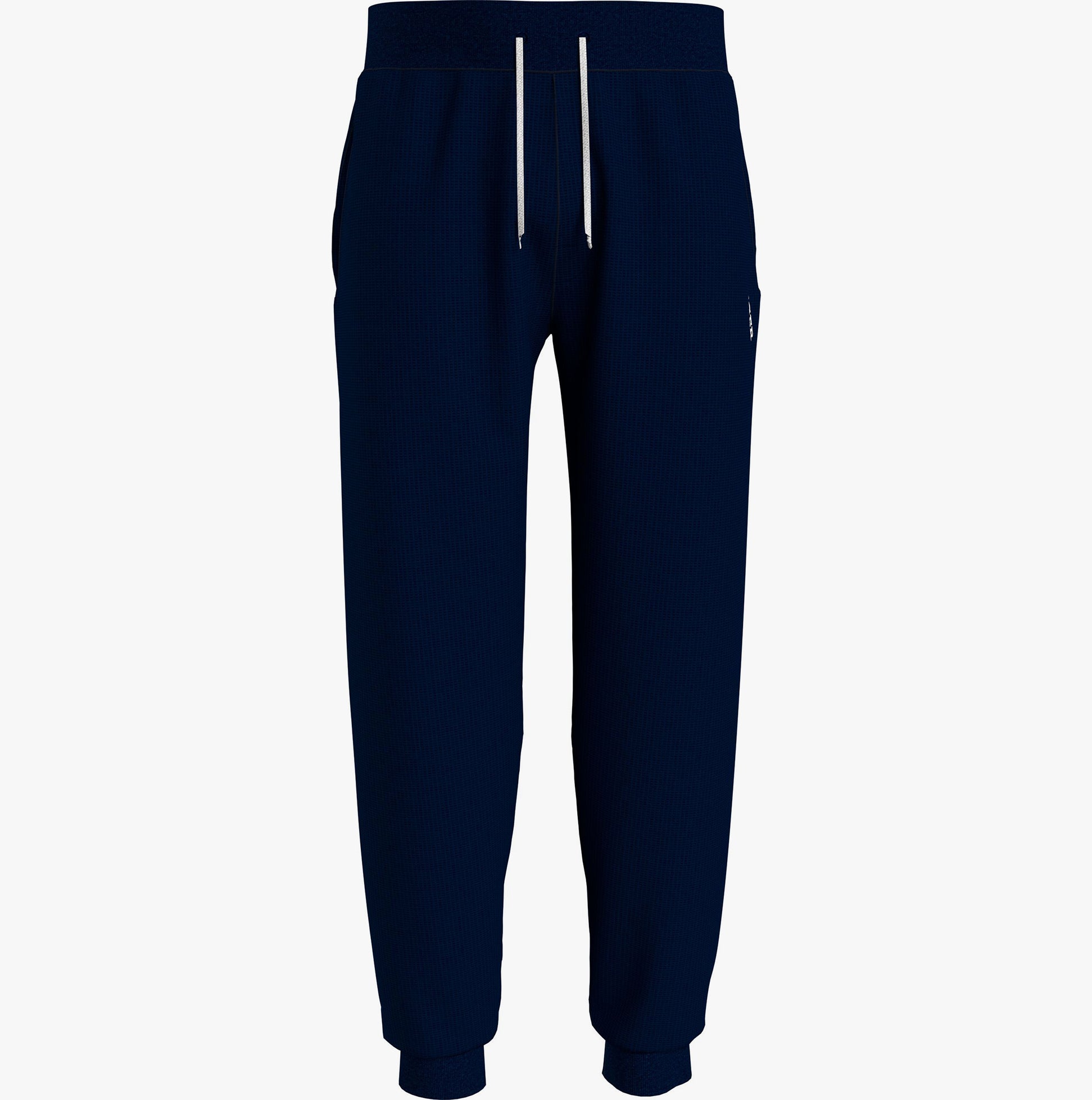 Tommy Hilfiger MONOTYPE Mens Cuffed Lounge Joggers Desert Sky front view featuring lightweight cotton and rib-knit details.