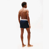 Tommy Hilfiger Mens 2 Pack Signature Logo Woven Boxer Shorts Navy back view showing waistband detail.
