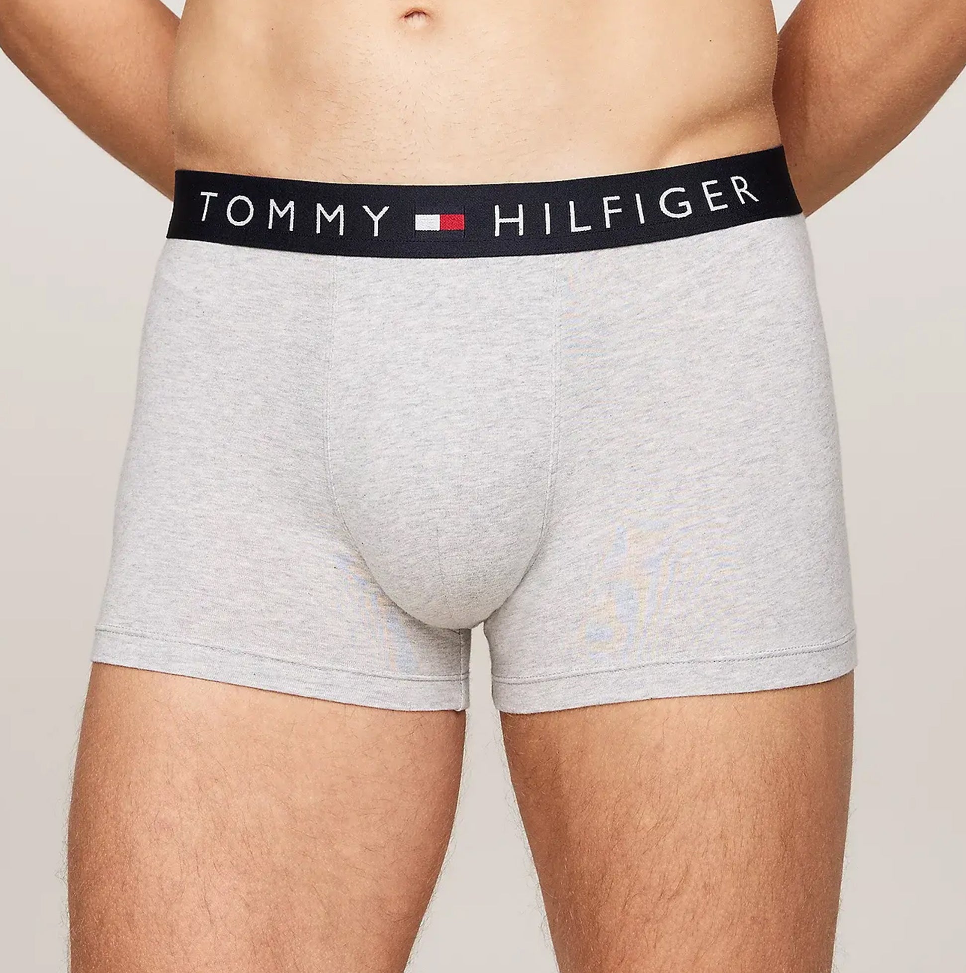 Tommy Hilfiger TRUNK 3 Pack Mens Trunk Multicoloured front view featuring stretch cotton and logo elasticated waistband.