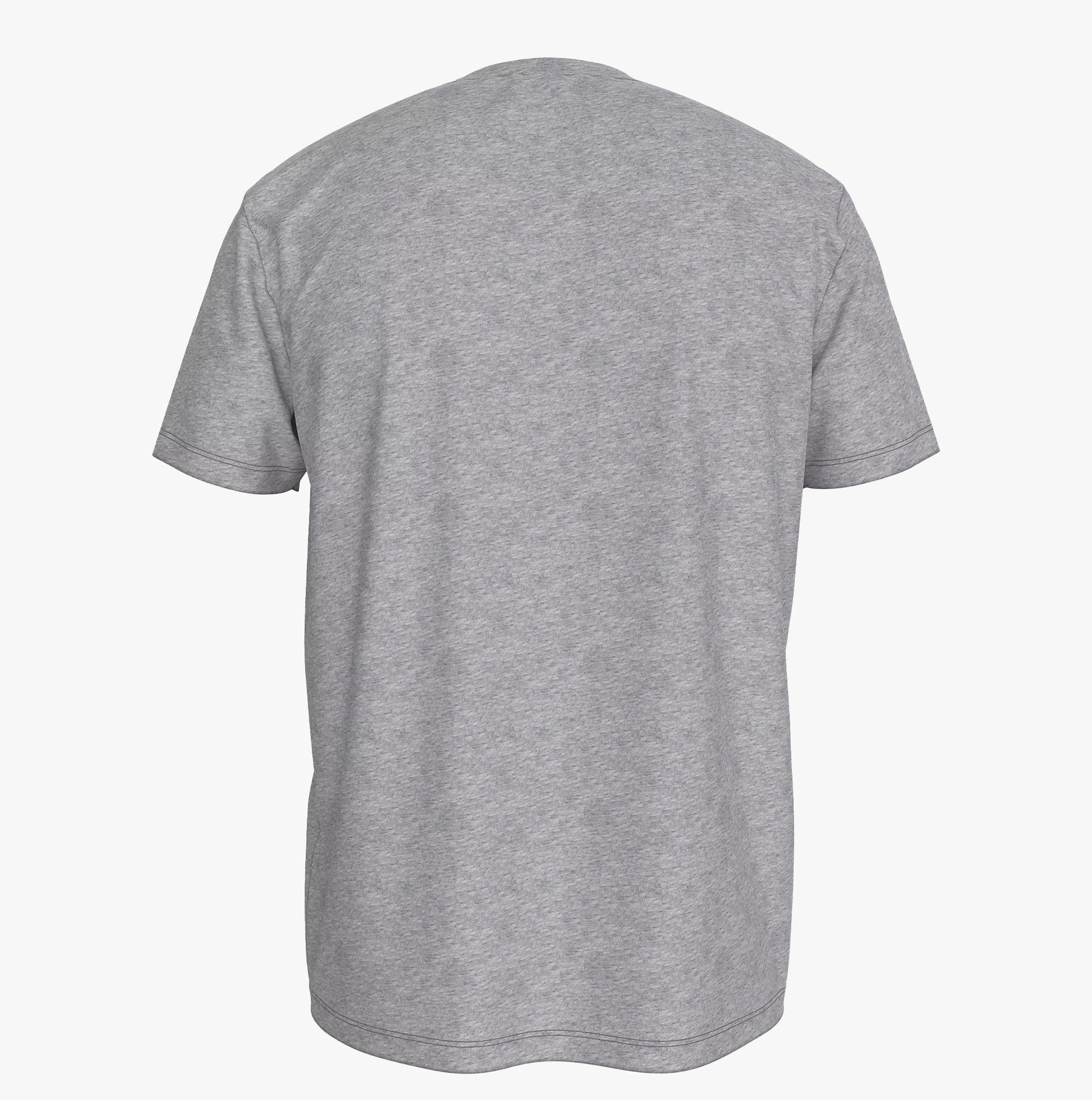 Tommy Hilfiger T-SHIRT BLO LOG Mens Light Grey Heather back view showing short sleeves and regular fit.
