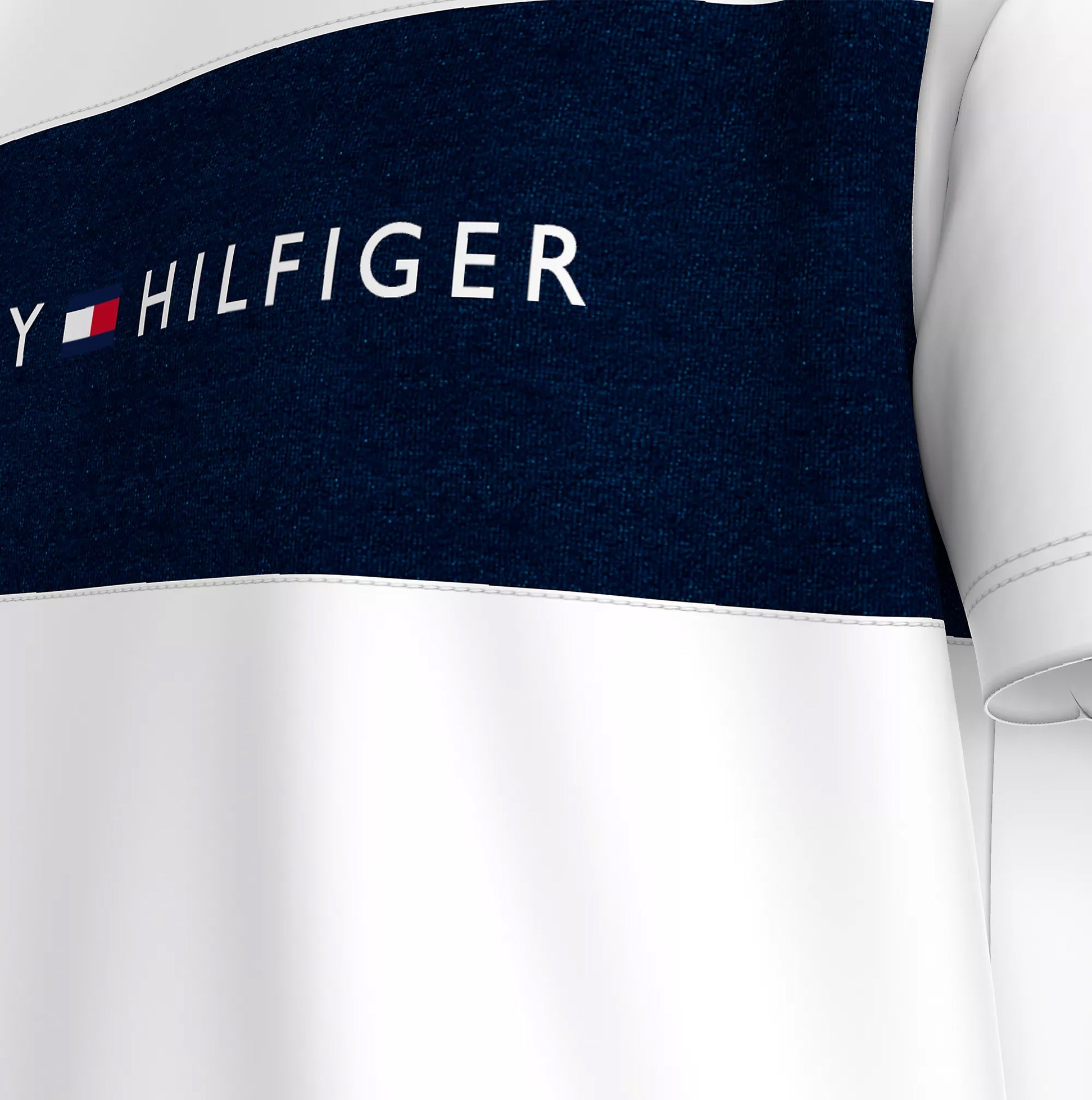 Tommy Hilfiger T-SHIRT BLO LOG Mens White detail view featuring crew neck and TH logo on chest.
