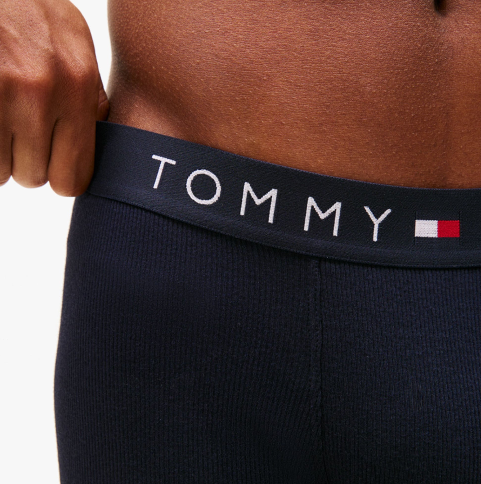Tommy Hilfiger BOXER BRIEF 3 Pack Mens Cotton Stretch Navy detail view of waistband
