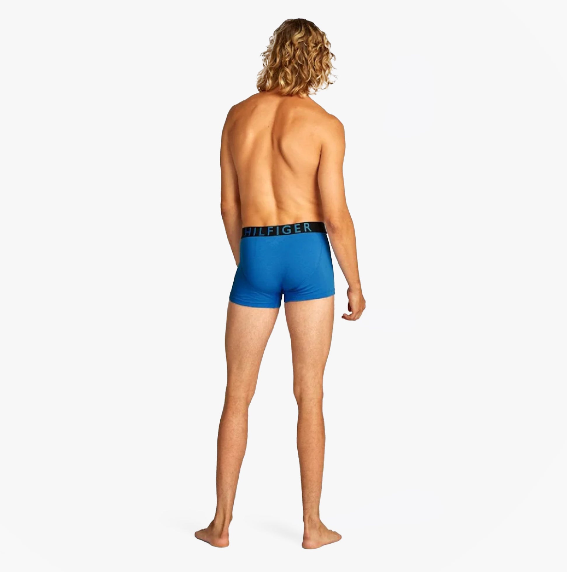 Tommy Hilfiger TRUNK 3 Pack Mens Trunk Multicoloured back view of model wearing blue trunk.