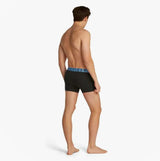 Tommy Hilfiger TRUNK 3 Pack Mens Trunk Multicoloured, back view showing black trunk with blue waistband.