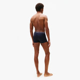 Tommy Hilfiger Mens 3 Pack Logo Waistband Trunks Multi, back view showing waistband and fit on model.