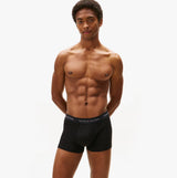 Tommy Hilfiger Mens 3 Pack Logo Waistband Cotton Trunks Multi front view on model, showcasing logo waistband and sleek design.