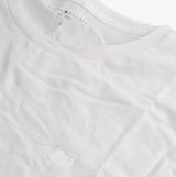 Tommy Hilfiger SS TEE Mens 3-Pack T-Shirts White detail view of soft cotton fabric collar and logo.