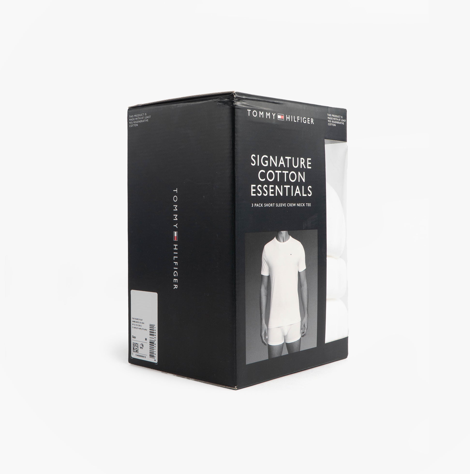 Tommy Hilfiger SS TEE Mens 3-Pack T-Shirts White front view of boxed product.