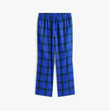 Tommy Hilfiger FLANNEL Pyjama Set With SLIPPERS Mens Blue Tartan front view of blue tartan trousers