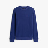 Tommy Hilfiger LS WAFFLE TOP Mens Loungewear Preppy Navy front view, long sleeve, 100% cotton loungewear.