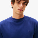 Tommy Hilfiger LS WAFFLE TOP Mens Loungewear Preppy Navy front view featuring crew neck design and logo detail.