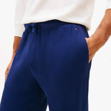 Tommy Hilfiger WAFFLE PANT Mens Cuffed Joggers Navy detail view, showing texture and pocket.