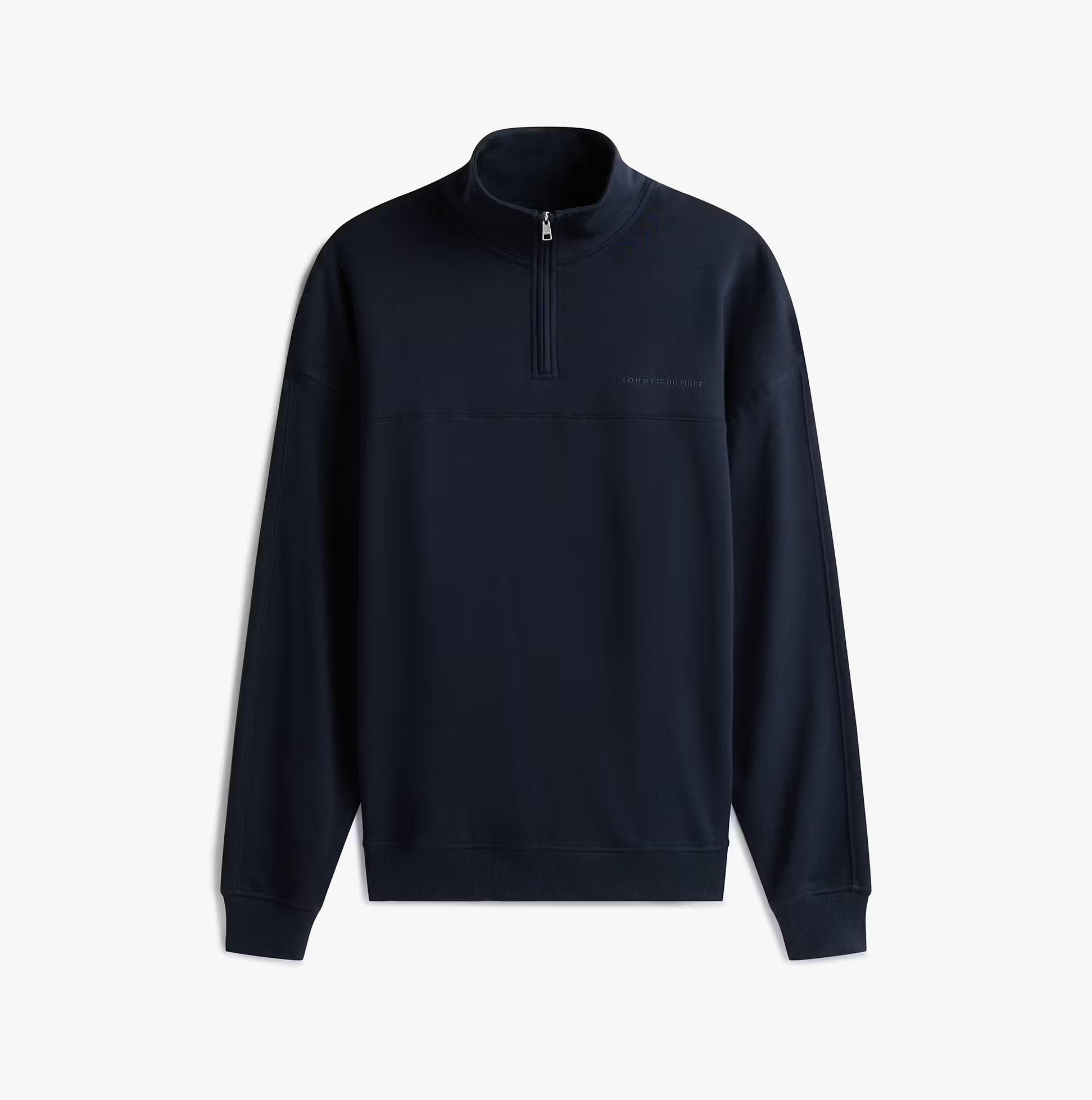 Tommy Hilfiger HALF ZIP Mens Sweatshirts Desert Sky front view showcasing stylish design and quality material.