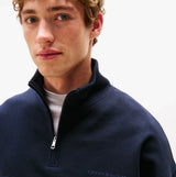 Tommy Hilfiger HALF ZIP Mens Sweatshirts Desert Sky front view featuring model wearing the sweatshirt.