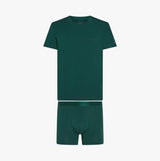 Tommy Hilfiger Mens Boxer Briefs & T-Shirt Green front view, featuring soft fabric and comfortable fit.