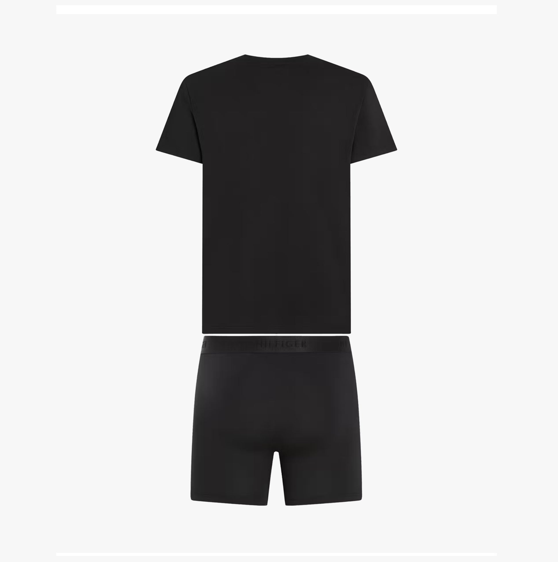 Tommy Hilfiger Mens Boxer Briefs & T-Shirt Black back view showcasing t-shirt and boxer briefs in black color.