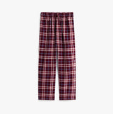 Tommy Hilfiger RELAXED FLANNEL PJ Mens Set Tartan Reiker Burgundy, front view of pants, plaid pattern.
