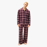 Tommy Hilfiger RELAXED FLANNEL PJ Mens Set Tartan Reiker Burgundy front view on model, showcasing plaid design and relaxed fit.