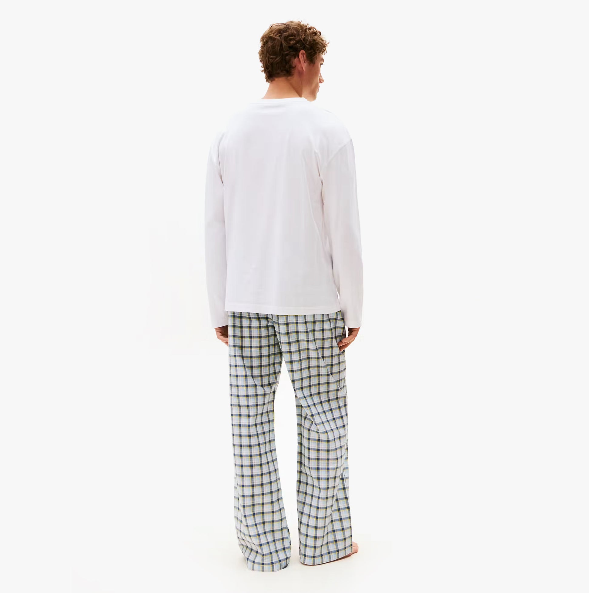 Tommy Hilfiger WOVEN PJ SET PRINT Mens Set Multicoloured back view showing long-sleeve top and checkered pants.