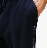 Tommy Hilfiger TH Original Mens Logo Lounge Joggers Desert Sky detail view showing logo on pocket side.