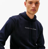 Tommy Hilfiger TH Original Logo Drawstring Lounge Hoodie Desert Sky front view with logo detail on chest.