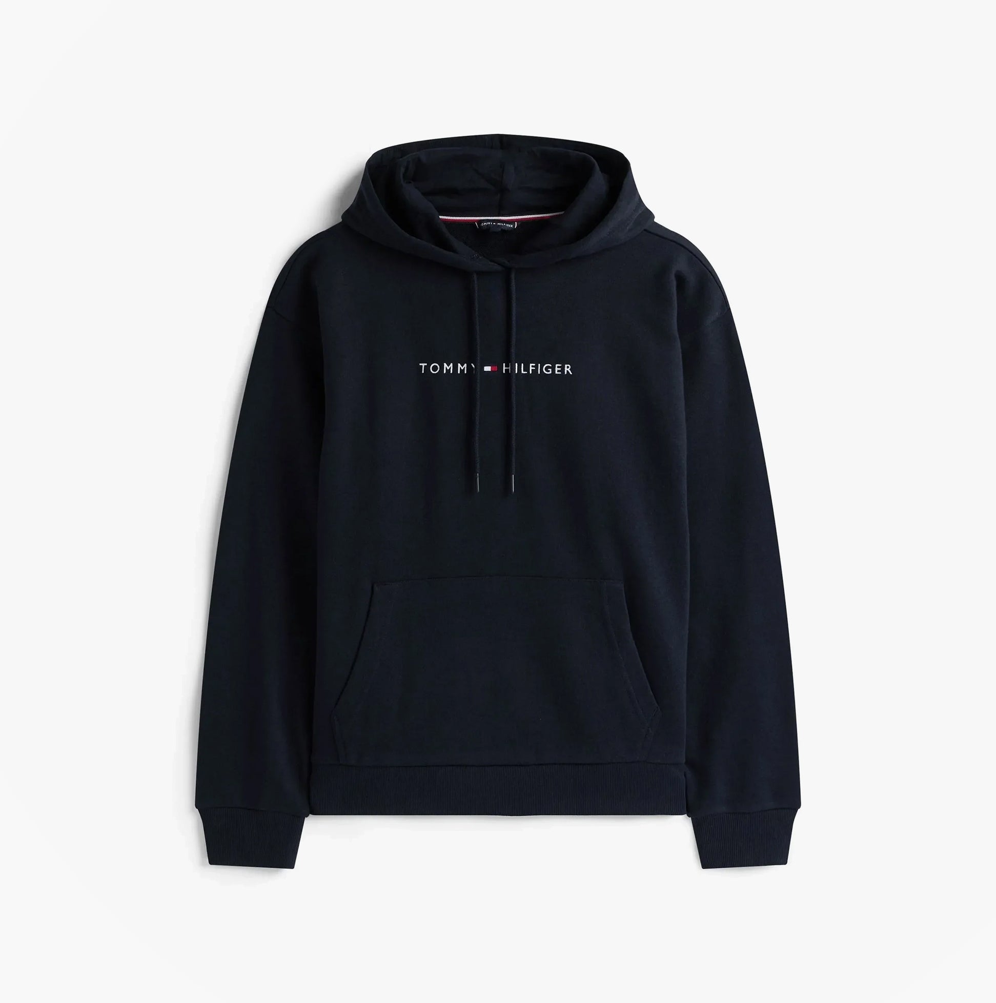 Tommy Hilfiger TH Original Logo Drawstring Lounge Hoodie Desert Sky front view with kangaroo pocket.
