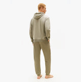 Tommy Hilfiger HOODIE Mens Drawstring Lounge Hoody Utility Sage back view on model wearing comfortable outfit.