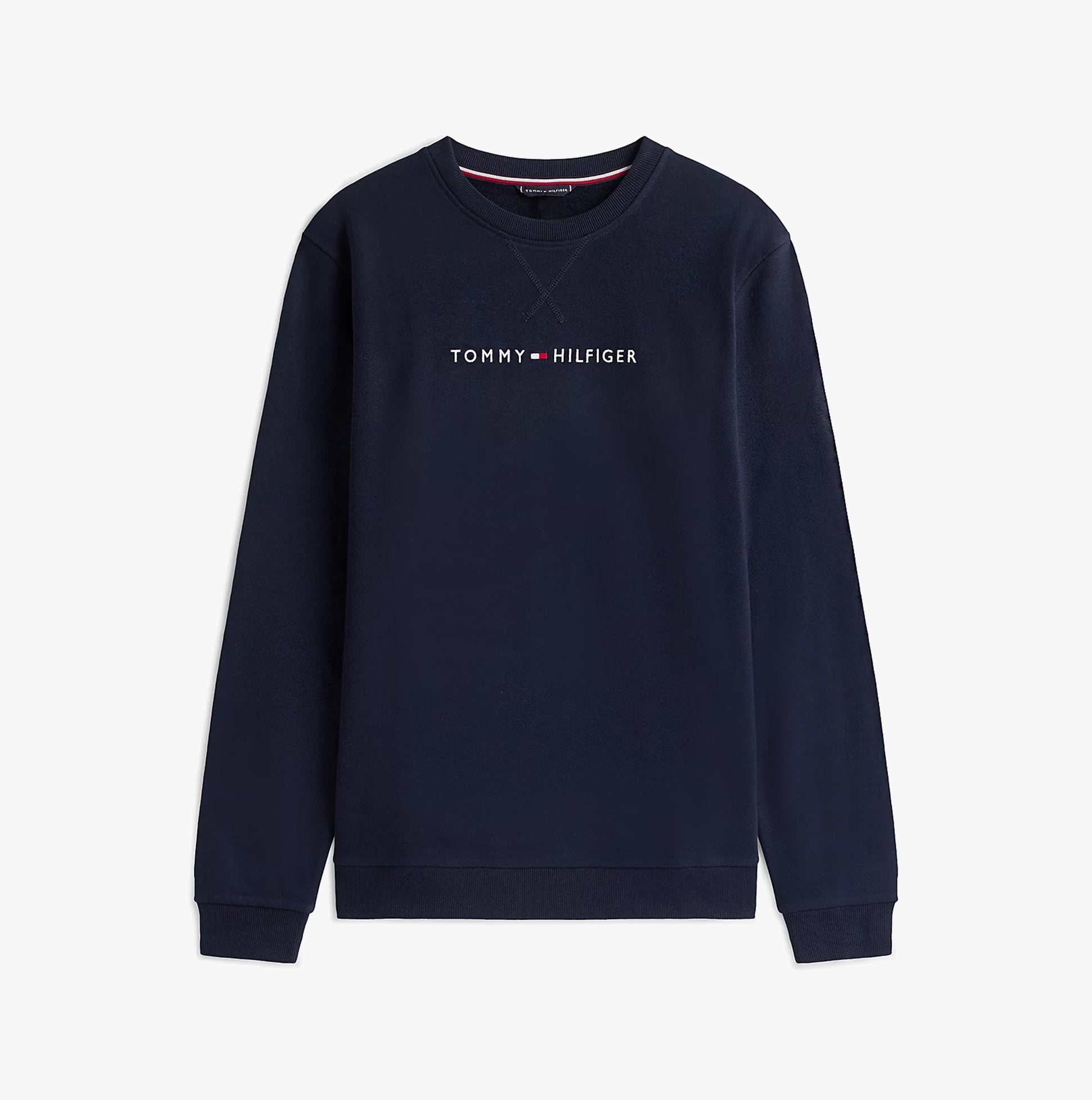 Tommy Hilfiger TRACK TOP Mens Sweatshirts Desert Sky front view, navy blue sweatshirt with logo