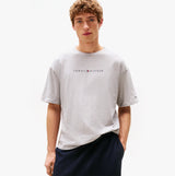 Tommy Hilfiger SS TEE CONT. LOGO Mens T-Shirts & Tank Tops Light Grey Heather front view model wearing