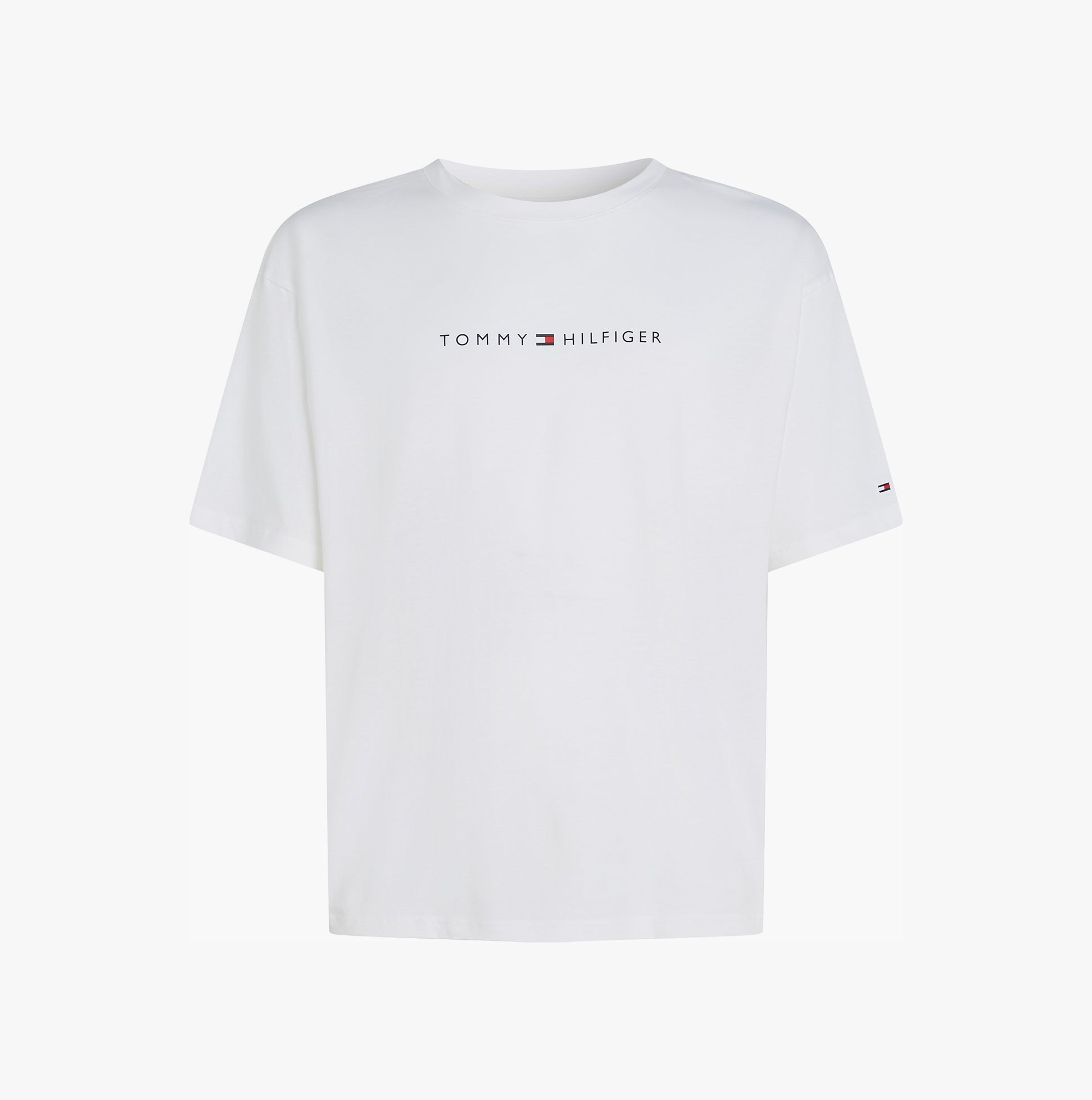 Tommy Hilfiger LOGO T-Shirt Mens Optic White front view with logo design.