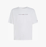 Tommy Hilfiger LOGO T-Shirt Mens Optic White front view with logo design.