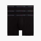 Tommy Hilfiger 3 Pack Mens BOXER BRIEF Black, flat lay view showcasing the three boxer briefs.