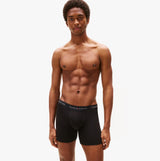Tommy Hilfiger 3 Pack Mens BOXER BRIEF Black front view model wearing black boxer briefs with logo waistband